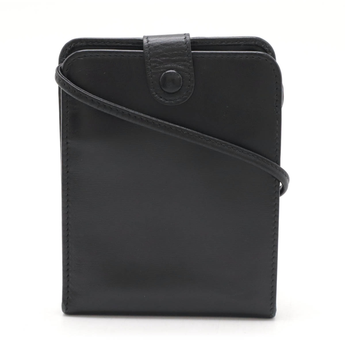 2つ折財布 二つ折り財布 ショルダーウォレット レザー ブラック 黒 シルバー金具 54156