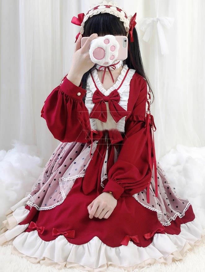 送料無料/Lolita系　長袖/ワンピース　ロリータ トップス 萌え レディース ゴスロリ ロリータファッション　変装　トップス　コスプレ　ハロウィン クリスマス