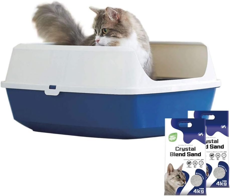 【OFT】 Deep Pan ジャンボ ブルーベリー + クリスタルブレンドサンド2袋セット 【 猫用 トイレ 】 ディープパン 飛散防止 ゆったり広々サイズ 大型猫 丸洗い可能 BPAフリー 5,377円