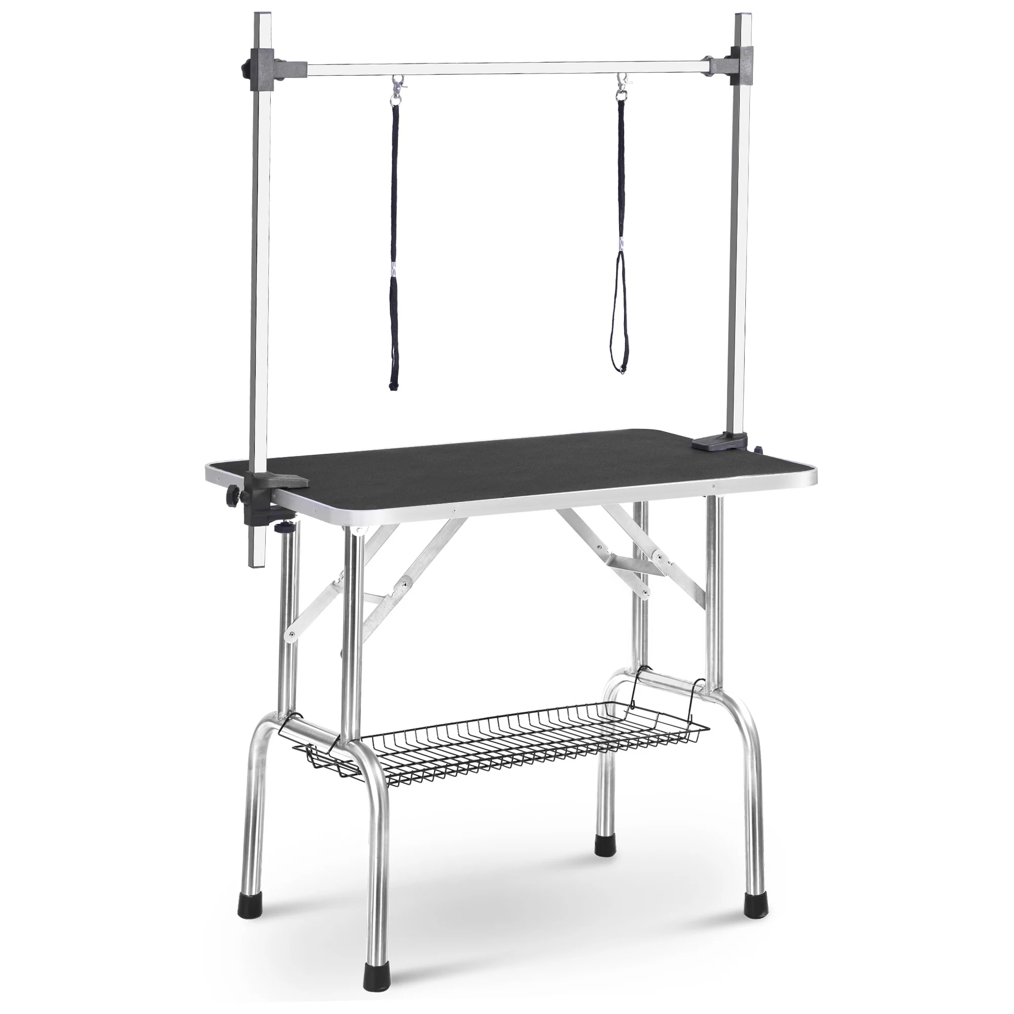 トリミングテーブル折りたたみトリミング台カット多頭トリミングシャンプーH型アーム棒頑丈型折り畳みペット用ブラック