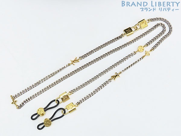 レア超美品ルイヴィトンチェーン3IN1モノグラムフラワーグラスチェーンメガネチェーングラスコードゴールドシルバー