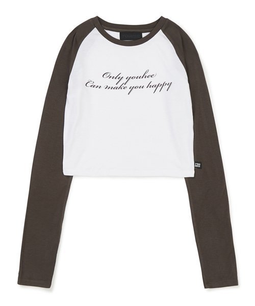 Tシャツ・カットソー YOUHEE REGLAN LETTERING LONG SLEEVE BROWN YOUHEE REGLAN LETTERING LONG SLEEVE BROWN YHLTDA001BR T