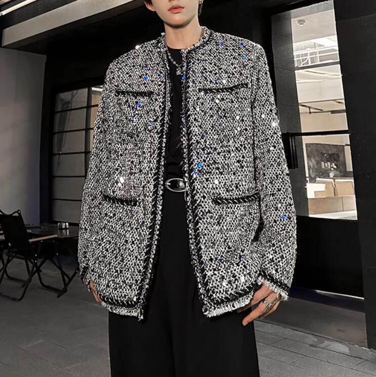 スパンコール 演出服ジャケットアウター 韓国 ファッションメンズブジャケット 長袖 J2