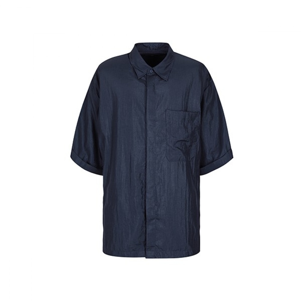 (リバークラッシュ) LIS31824 ダークネイビーストリングオーバーフィット半袖シャツ