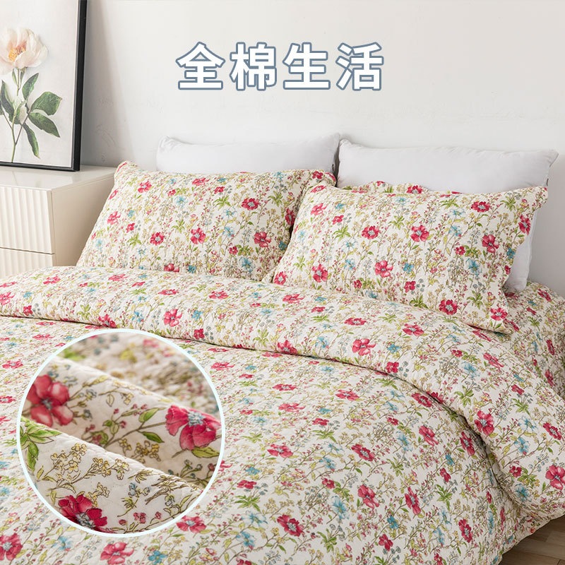 田園調寝具セット純綿インスベッド3点セットキルトキルトベッドカバーシングルキルト卸売