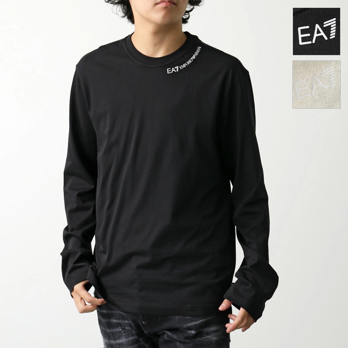 EA7 EMPORIO ARMANI エアセッテ エンポリオアルマーニ 長袖Tシャツ 6DUT09 PJTJZ メンズ ロンT ロゴ クルーネック カラー2色