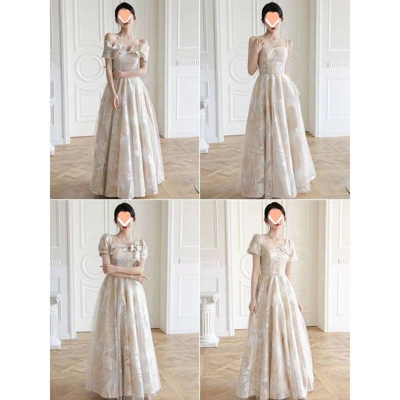 【2枚購入で 3oo円OFF！】シャンパンブライドメイドドレスレディース2025サマーイブニングドレスシスターズシニアロングスタイル