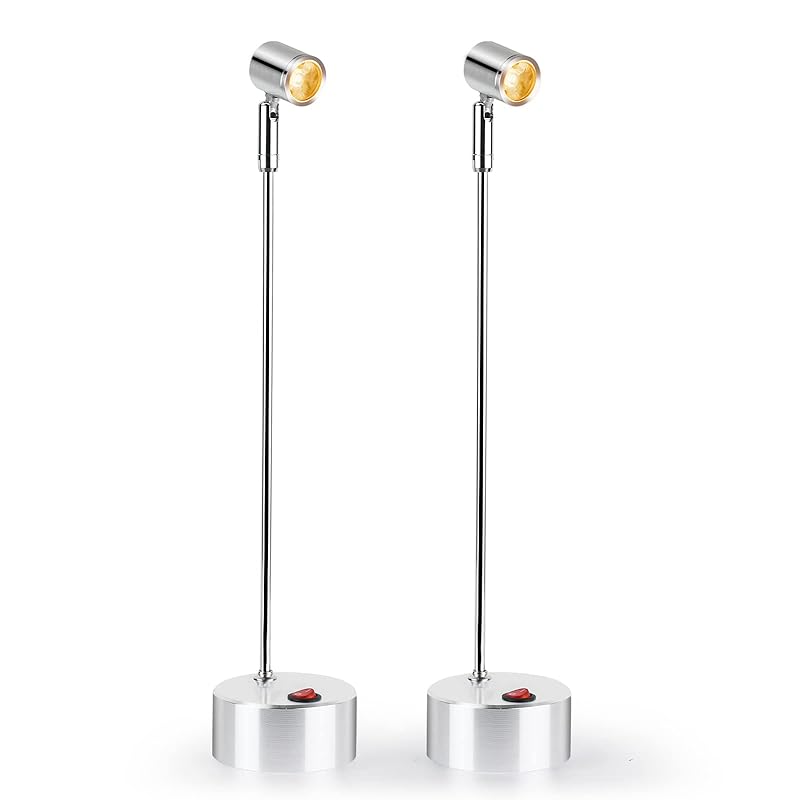 zmayastar 電池式 LEDスポットライト 2個セット 特恵のセット 配線いらず LEDライト バックライト ショーケース照明 天井照明 角度調節 SH-2PLED-10 (21cm-電球色-2