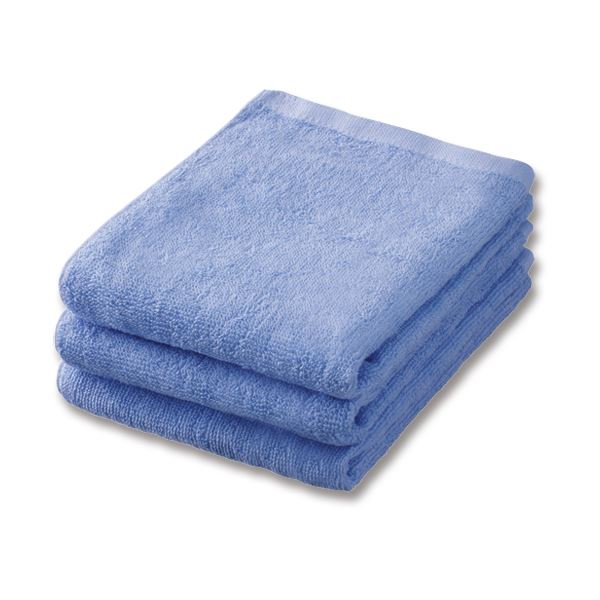 （まとめ）業務用スレンカラーフェイスタオルライトブルー 1パック（3枚）(×10セット)