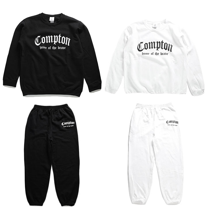 ACEFLAG 上下セット 長袖 ブランド メンズ 春秋冬用 黒/白 大きいサイズ エースフラッグ セットアップ トレーナー スウェット スウェットパンツ Compton