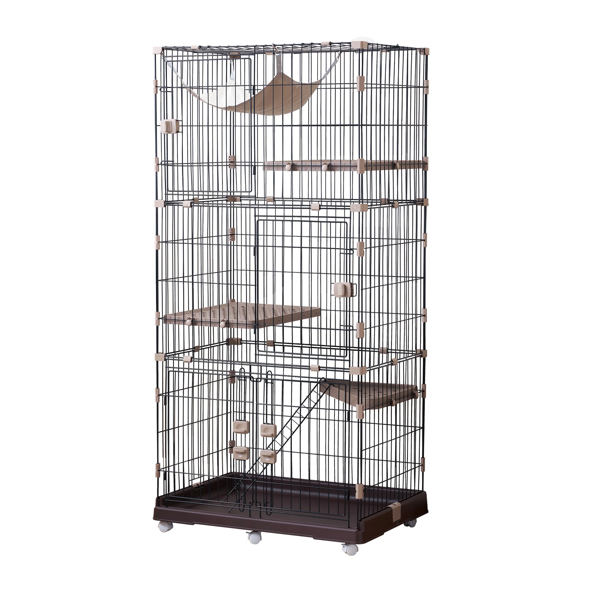【国内発送&送·料·無·料】741【2025年新仕様】【元SKU：TX290591】猫 ケージ 収納型 キャットケージ 3段 1段2段可能 キャスター付 キャットハウス 【ブラウン】 14,424円
