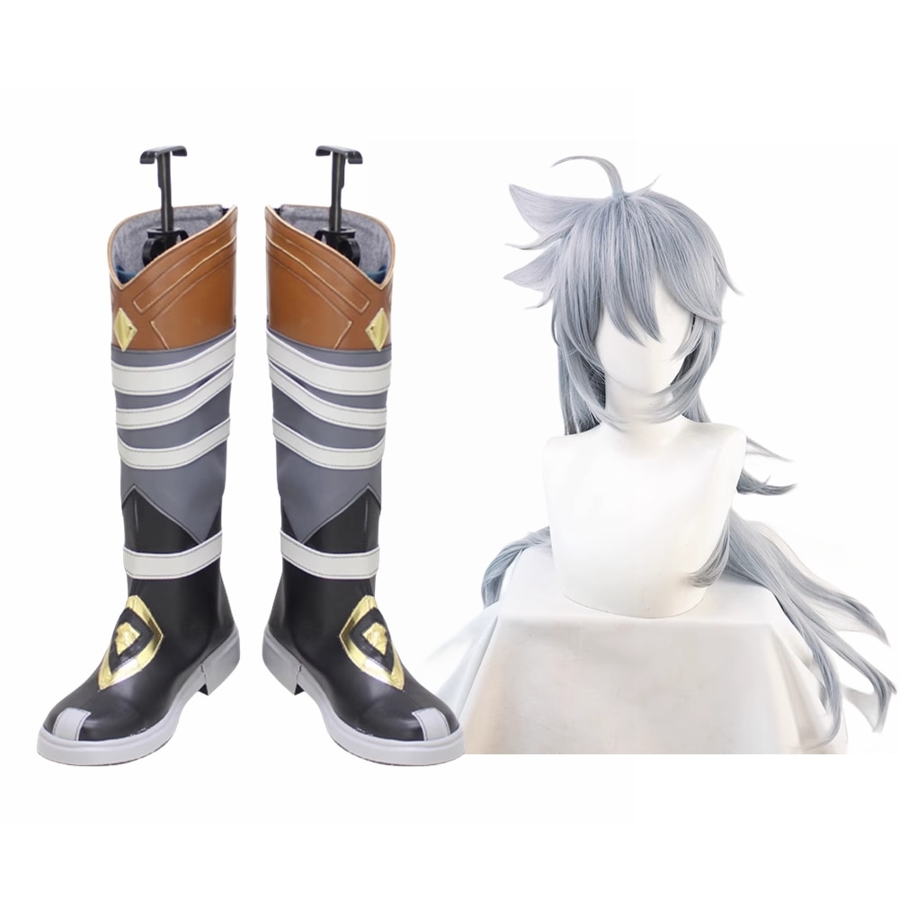レザー コスプレ靴 ブーツ ウィッグ付き コスプレ 演出服 アニメ 祭り ハロウィン クリスマス 学園祭 文化祭 仮装