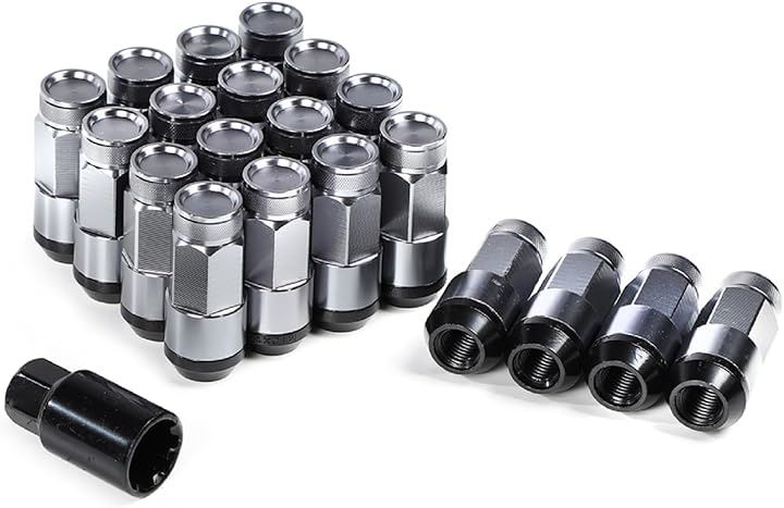スチール製 ホイールナット スチールナット タイヤナット レーシングナット 上下二分割 アルミ ハイブリット 分割式 ロックナット 貫通ナット カラーナット 盗難防止 M12( グレー) 8,232円
