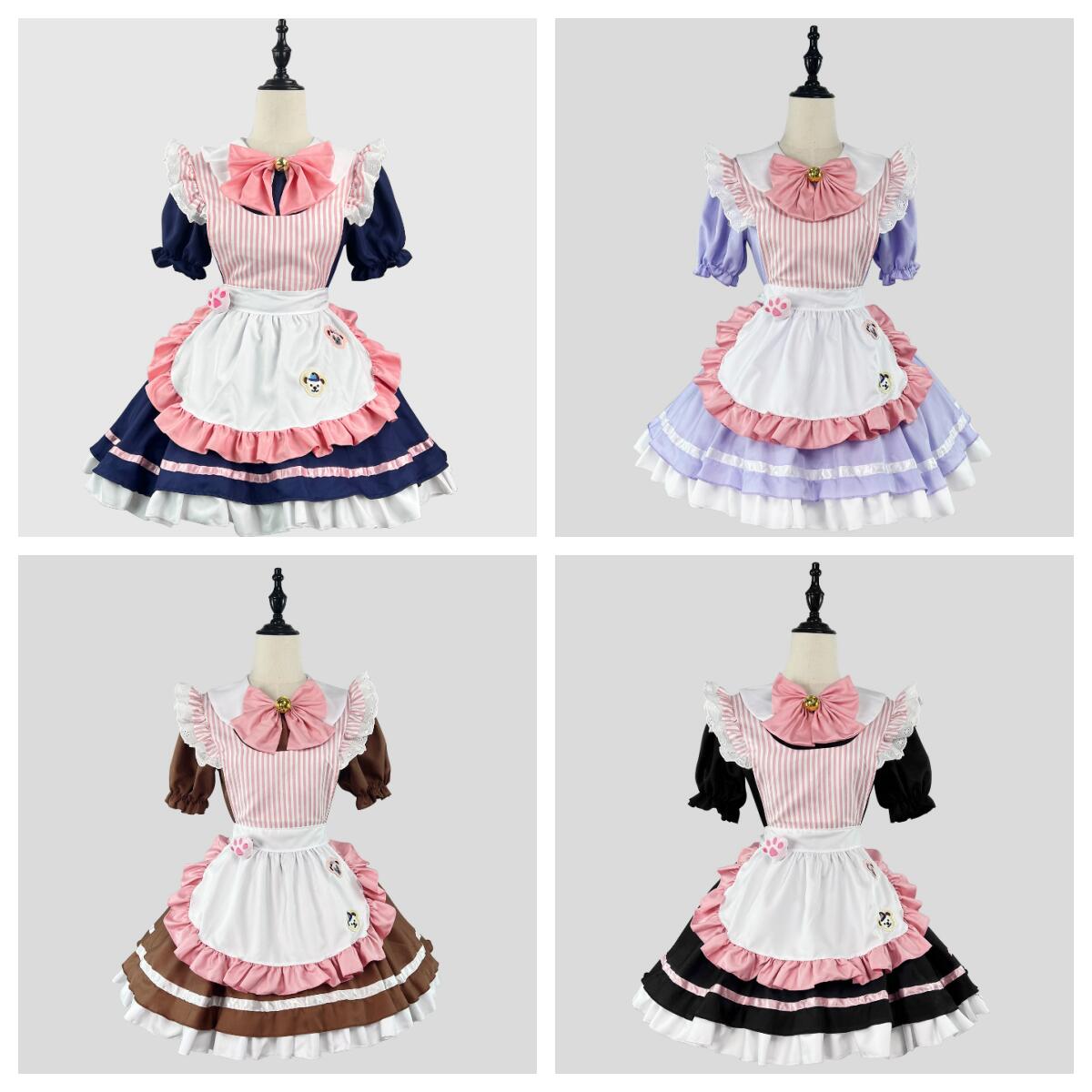 【TikTok人気新品】メイド服 可愛い ロリータワンピース 喫茶店 メイド服 リボン付き レディース ハロウィン コスプレ衣装 喫茶店 学園祭 文化祭 メイド 仮装 コスチューム きいサイズメイド服