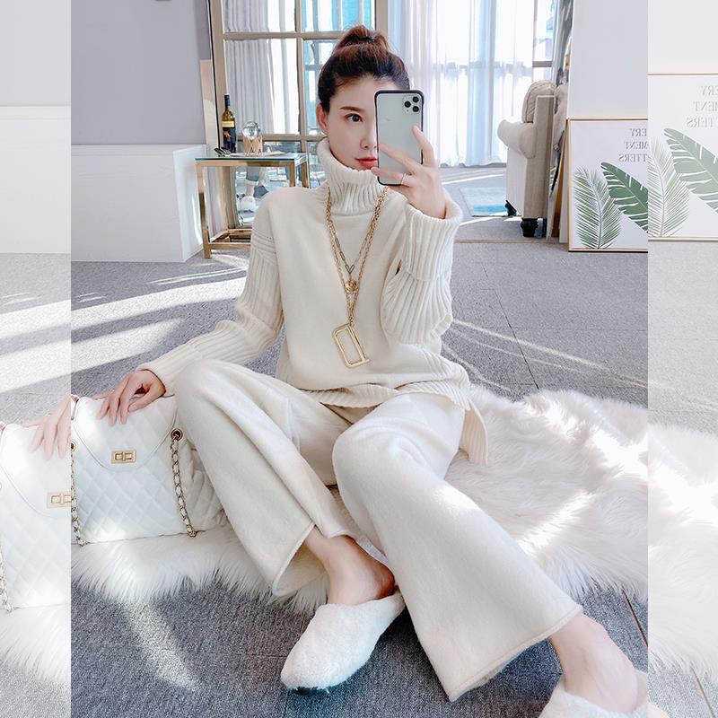韓国ファッション セットアップ レディース 二点セット ニットセーター+パンツ / A148