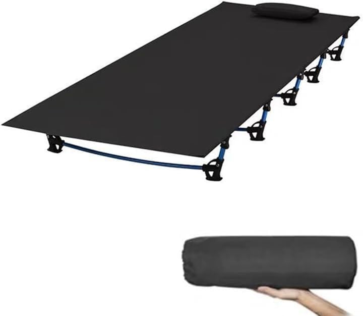 ワイドコット キャンプ 軽量コット 折り畳みベッド 折りたたみ キャンプベッド コンパクト アウトドア コンパクト収納(ブラック, 190cmx70cm)