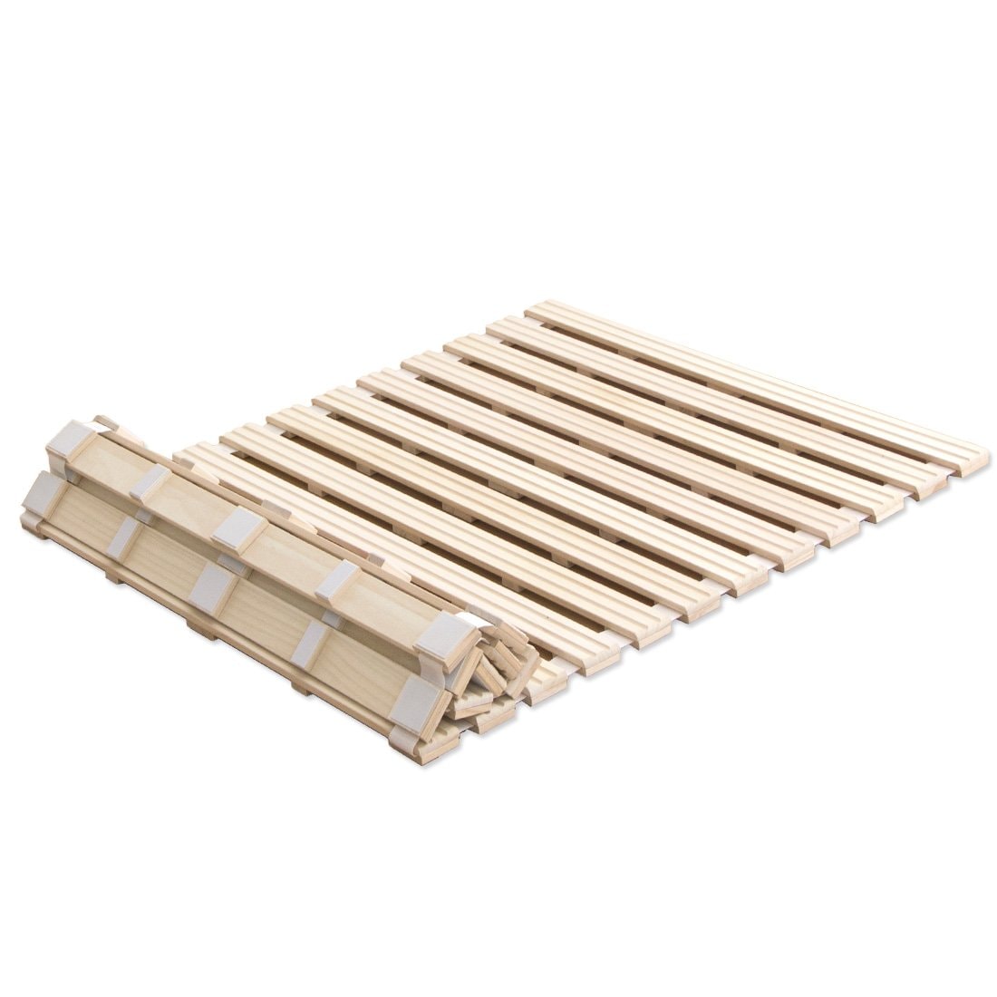 ベッド シングル すのこ 折りたたみ 完成品【すのこ厚25 通気性 のリブ加工】ロール式 コンパクト すのこベッド 滑り止め付き シングルベッド すのこマット 幅100×奥行き200×高さ2.5cm