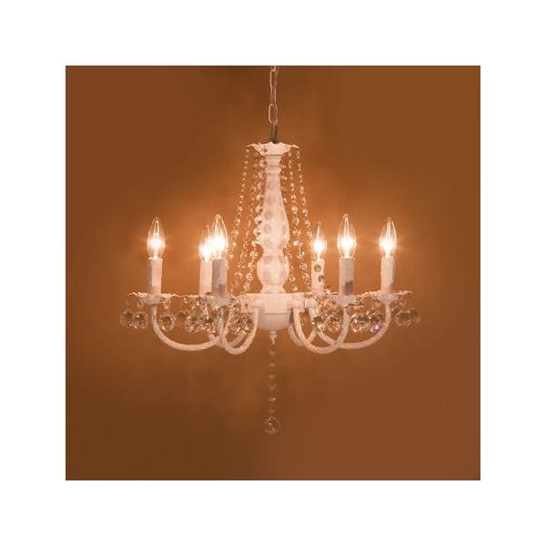 シャンデリア ホワイト 白 照明 LED電球対応 6灯 おしゃれ かわいい ガーリー 姫系 フェミニン 女子 シーリング ライト 天井 ゴージャス