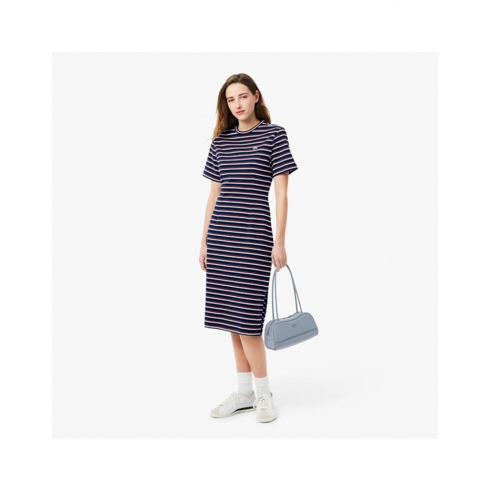 ラコステ レディースマルチストライプTシャツドレス EF9628-55G FZI