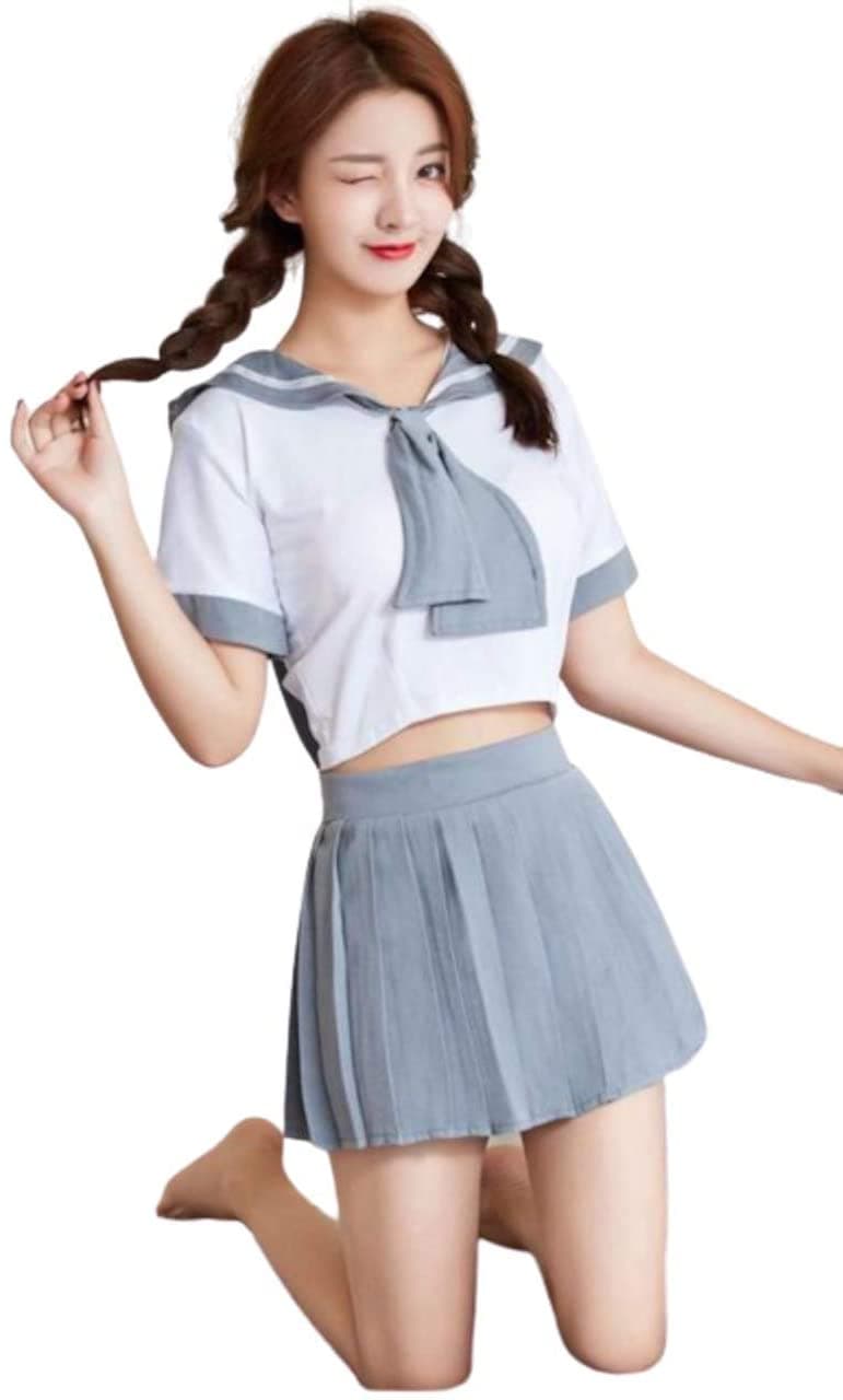 ady Lazy セクシー セーラー服 グレー 女子高生 灰色 制服 うさ耳 襟 可愛い 萌