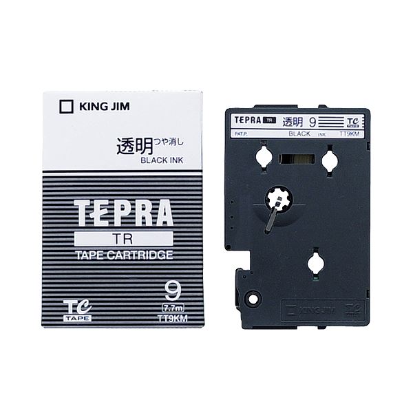 （まとめ） キングジム テプラ TR テープカートリッジ 9mm 透明／黒文字 TT9KM 1個 (×4セット)