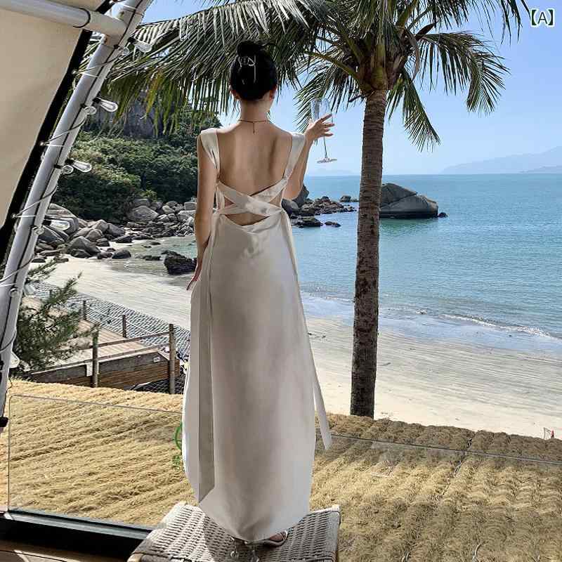 リゾート ワンピース レディース フェミニン パーティー フレンチ サテン サスペンダー ドレス ストラップ パーティー スモール ドレス きれいめ