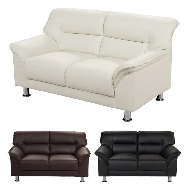 ソファ 2人掛け 脚取り外し可能 ローソファ 2WAY PVC 幅128cm ソファー フロアソファー 二人掛け レザー調 2P 二人用 高級感 ビンテージ調 白 アイボリー ブラウン 黒