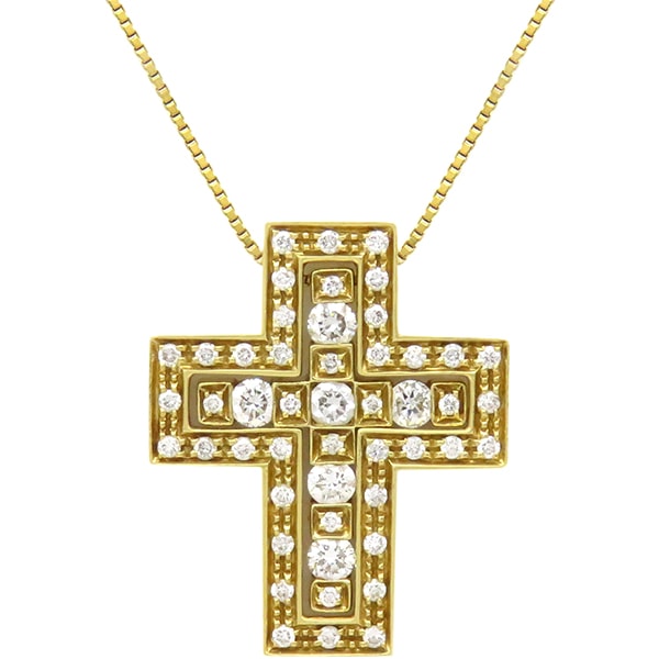 ダミアーニ DAMIANI ネックレス ベルエポック S K18YG ダイヤモンド イエローゴールド ペンダント 750 18金 クロス 十字架 20053701 【箱】【中古】