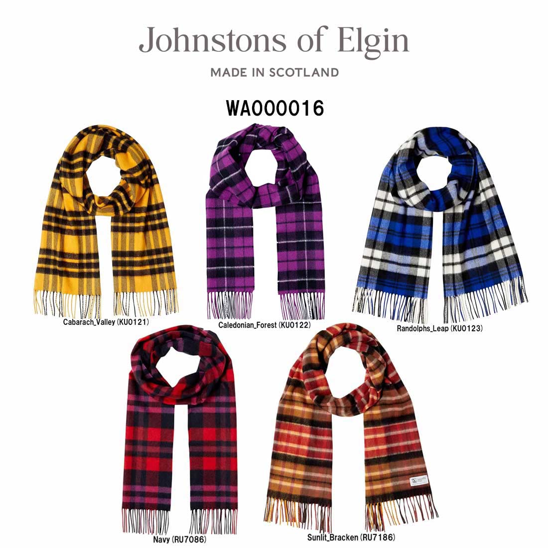 Johnstons of Elgin マフラー ストール カシミア チェック柄 アクセサリー 秋冬 ギフト 約180x25cm 小判 WA000016