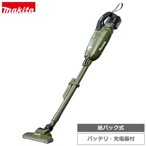 マキタ【makita】18V3.0Ah 紙パック式 充電式クリーナ オリーブ 掃除機 コードレススティッククリーナー CL285FDRFO【電池充電器付き】