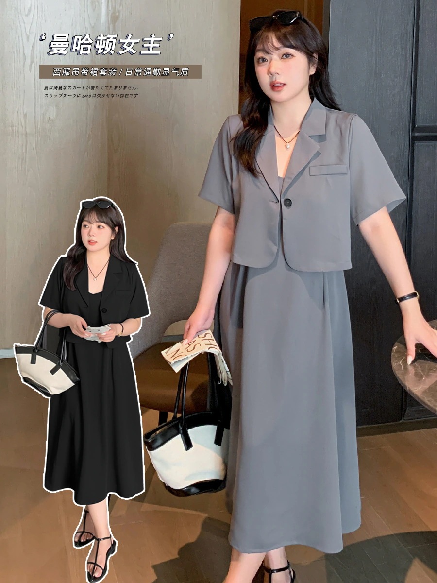 【ぽちゃまに】 夏 通勤 スーツセット スーツ＋キャミワンピース 大きいサイズ 大人 上下セット 体型カバー レディース セットアップ メガ割30%までに制限