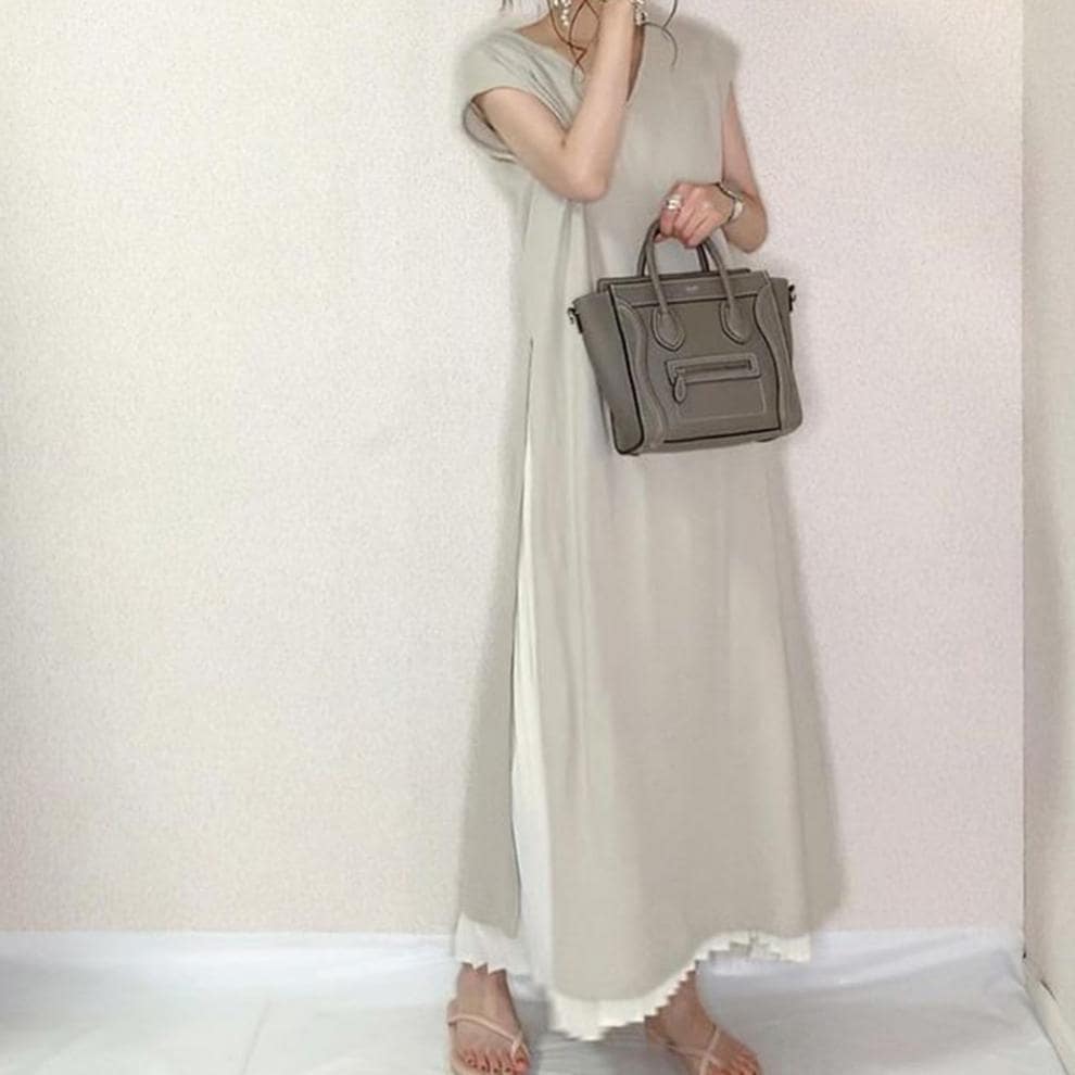 レディース ワンピース フレア ロング マキシ 半袖 Aライン 切り替え ドッキング フェミニン ストリート プリーツ タック タックプリーツ スリット サイドスリット かわいい 大人可愛い きれいめ