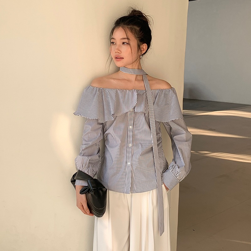 Fone Jianhe 2025 Spring French Lotus Leaf Collar Shird Women s Design Streaming Top 29066