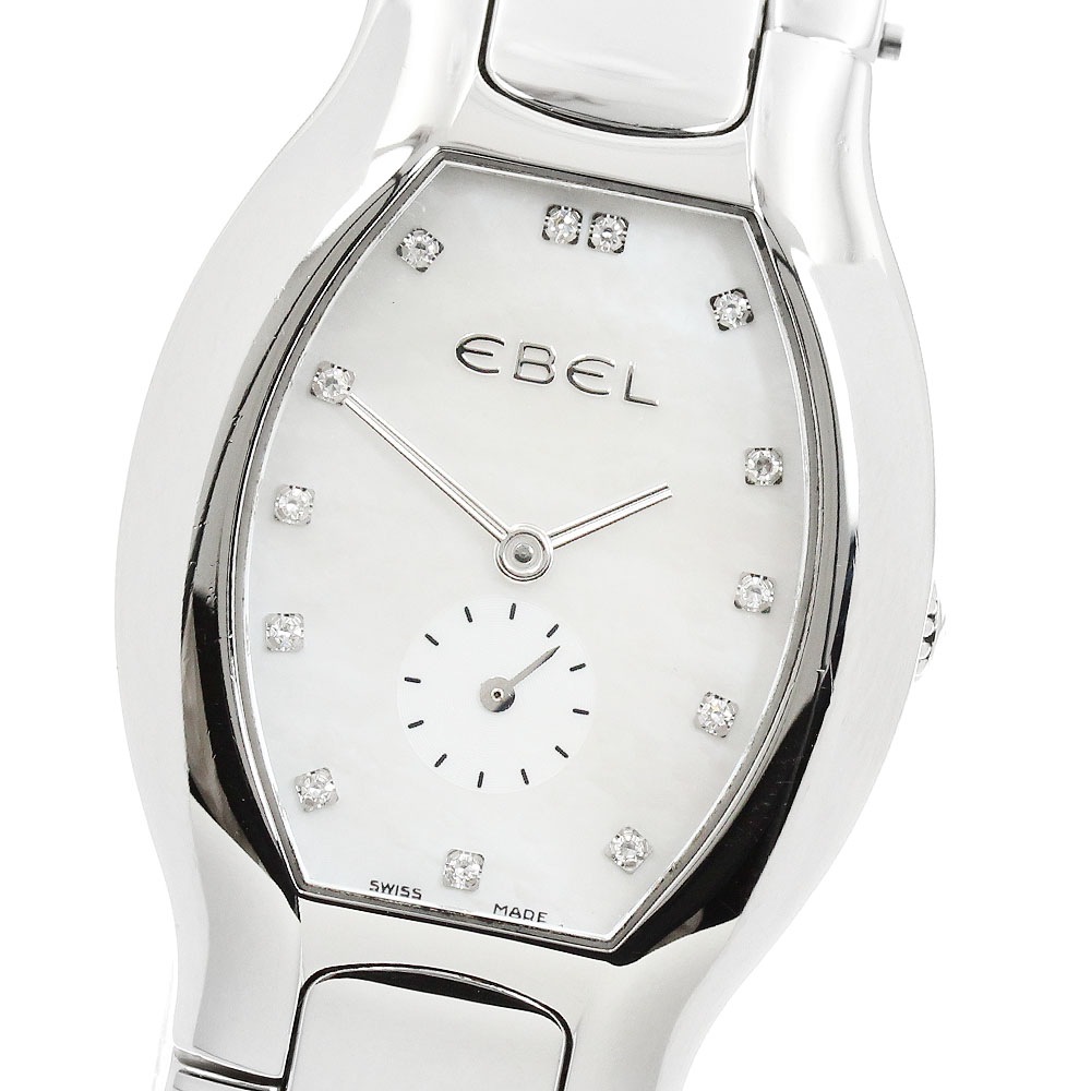 エベル EBEL E9014G31 ベルーガ トノー 13Pダイヤ スモールセコンド クォーツ レディース _957029【中古】