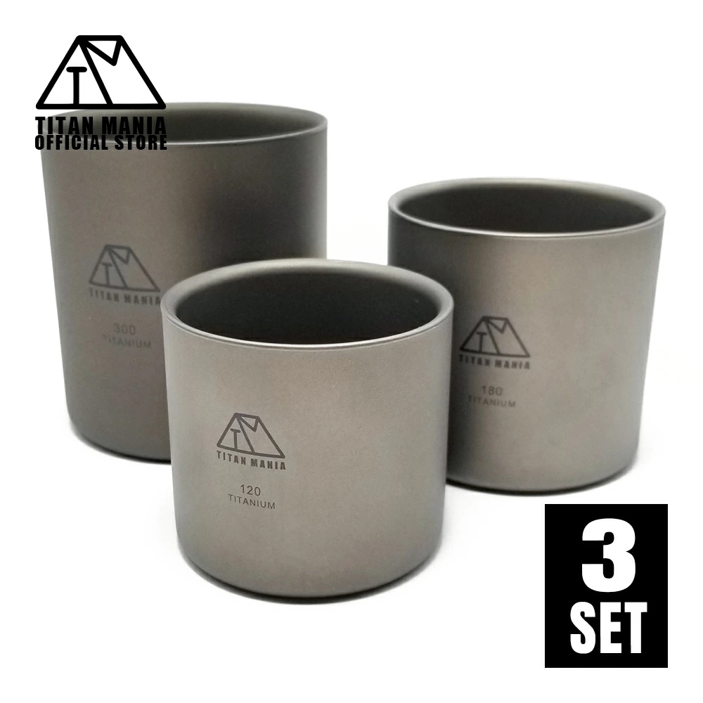 マグカップ チタン製 スタッキングマグ 3点セット ダブルウォール 二重構造 軽量 キャンプ おしゃれ コーヒーカップ 湯呑 食器 割れない 錆びない