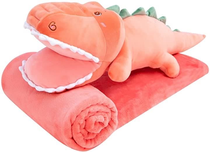 ワニ ブランケット ぬいぐるみ ひざ掛け 収納 抱き枕 癒し系 ふわふわ やわらか クッション(ピン