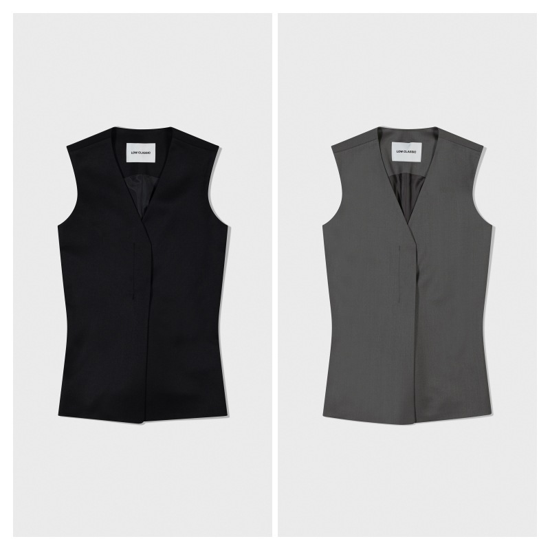 【LOW CLASSIC】 WAIST POINT WOOL VEST : 2COLORS