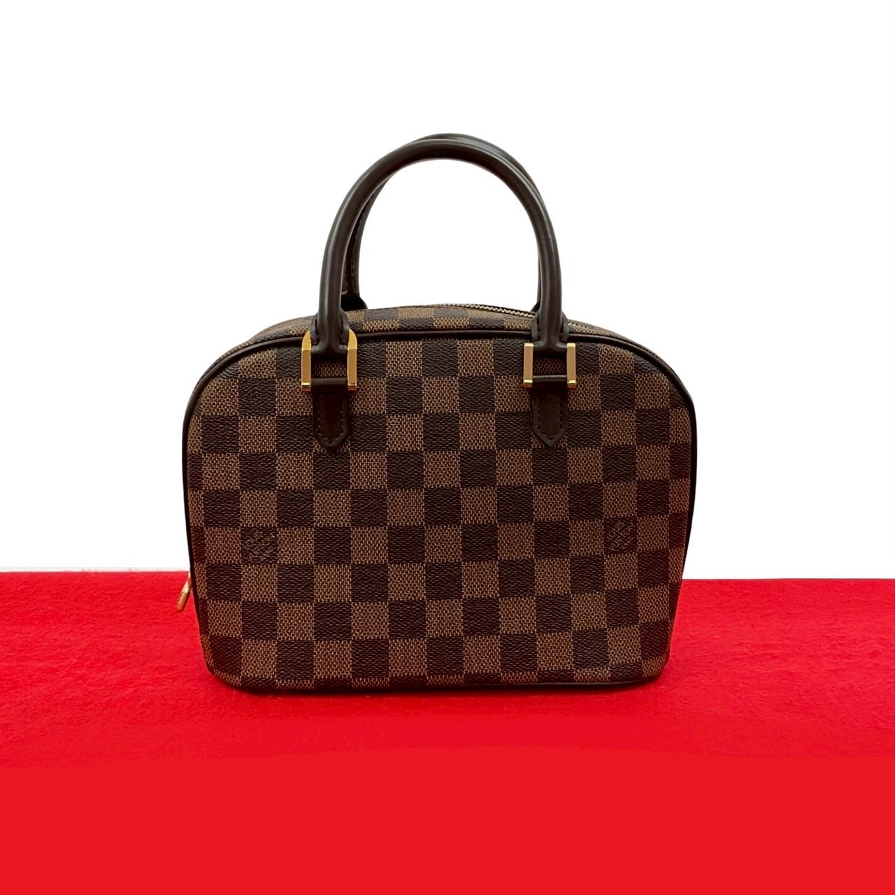 ヴィンテージ サリア ミニ ダミエハンドバッグ レザー PVC ブラウン 23415