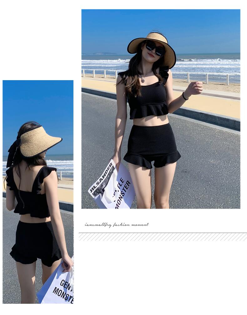 水着レディース セパレート クロスバンドゥ 無地 ビキニ 体型カバー ホルターネック ワイヤー入り ブラック レッド ブルー バスト 盛れる レディスみずぎ ハワイ セクシー ダンス 大きいサイズ 海