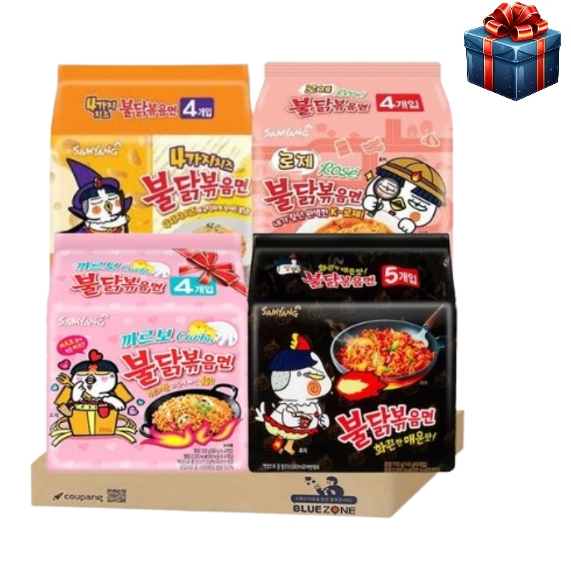 [Q10人気商品3 + 1] プルダックポックンミョン マルチ4種セット (プルダックポックンミョン5個入り カルボブルダック4個入り チーズプルダック4個入り ロゼプルダック4個入り) 韓国人気 韓