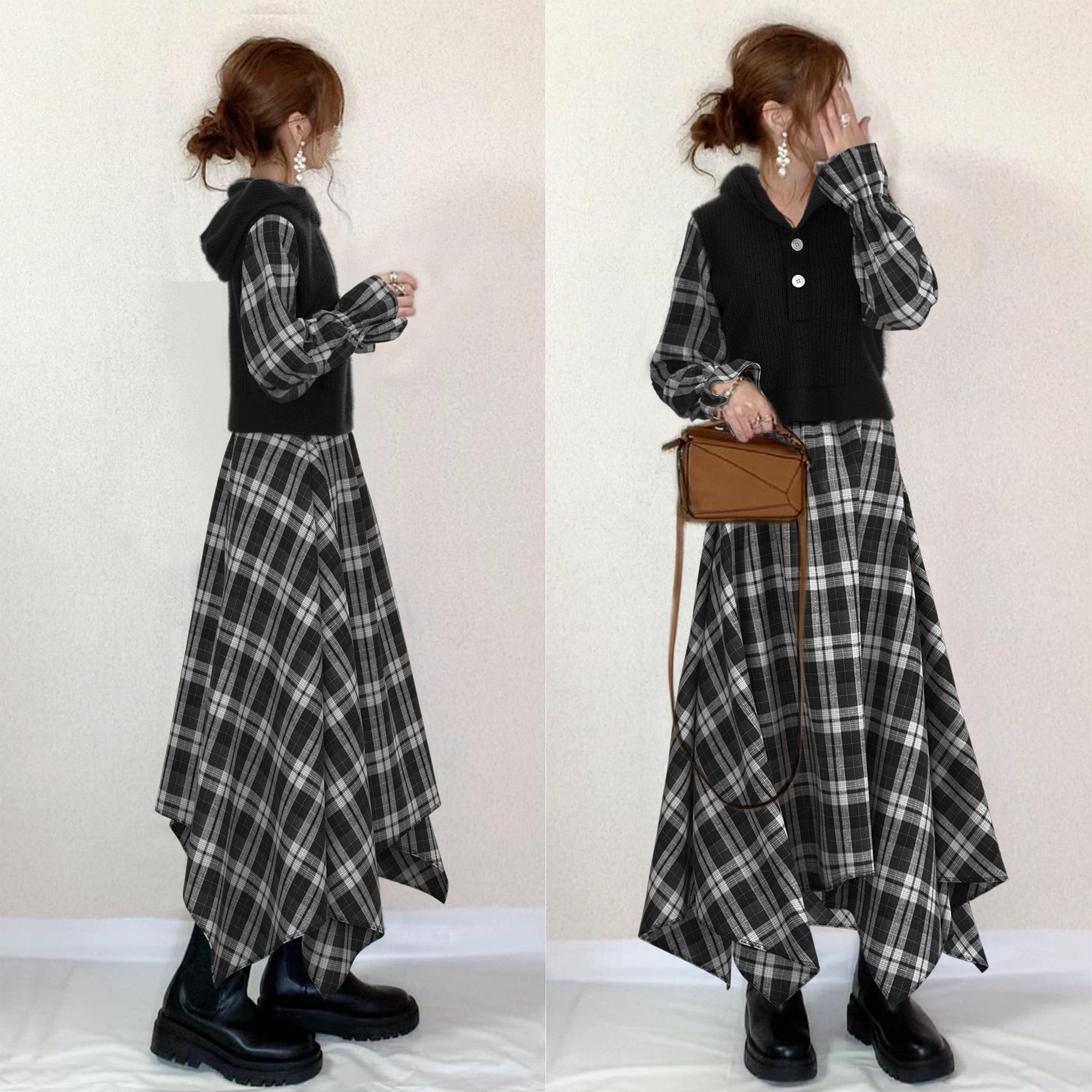 楽天人気アイテム おしゃれ度アップ可愛いデザインパーカー＋Aラインスカートワンピースセット 6,162円