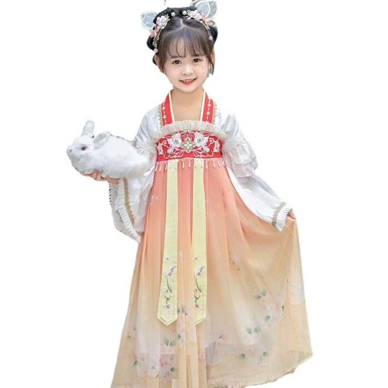 春品女児改良中国斉胸丈スカート児童漢服広袖流仙スカート