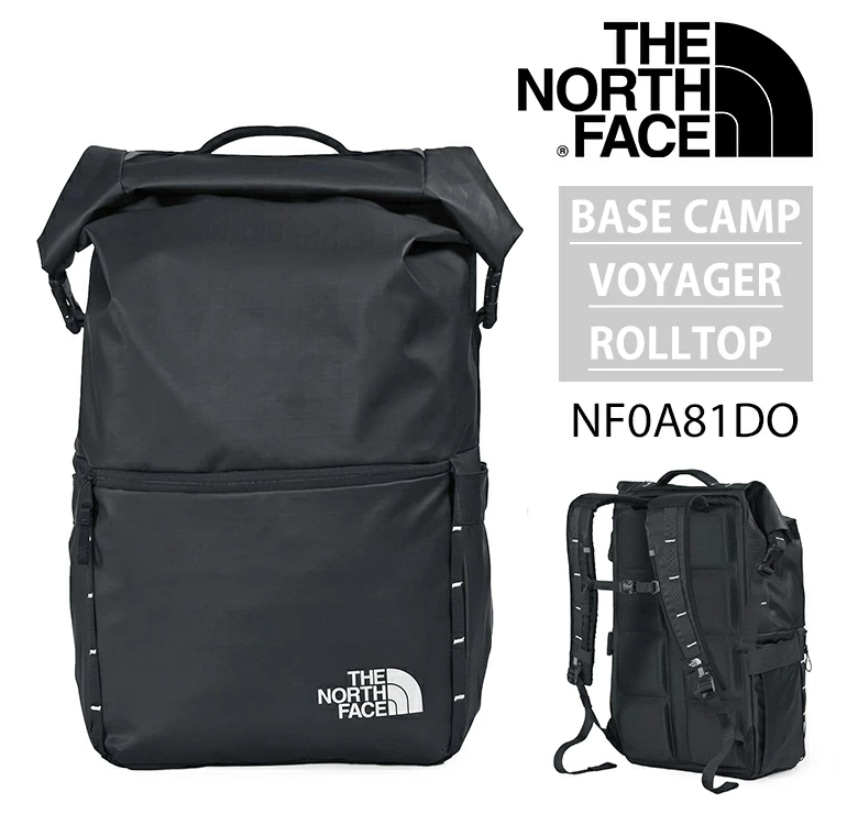 リュックサック バックパック BASE CAMP VOYAGER ROLLTOP ベースキャンプ ボイジャー ロールトップ メンズ レディース ロゴ NF0A81DO ブラック 25L　並行輸入品