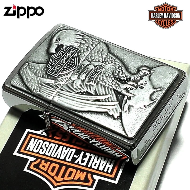 ZIPPO ハーレー ダビッドソン イーグル メタル ロゴ かっこいい ジッポ ライター 渋い シルバー おしゃれ メンズ プレゼント レディース ギフト