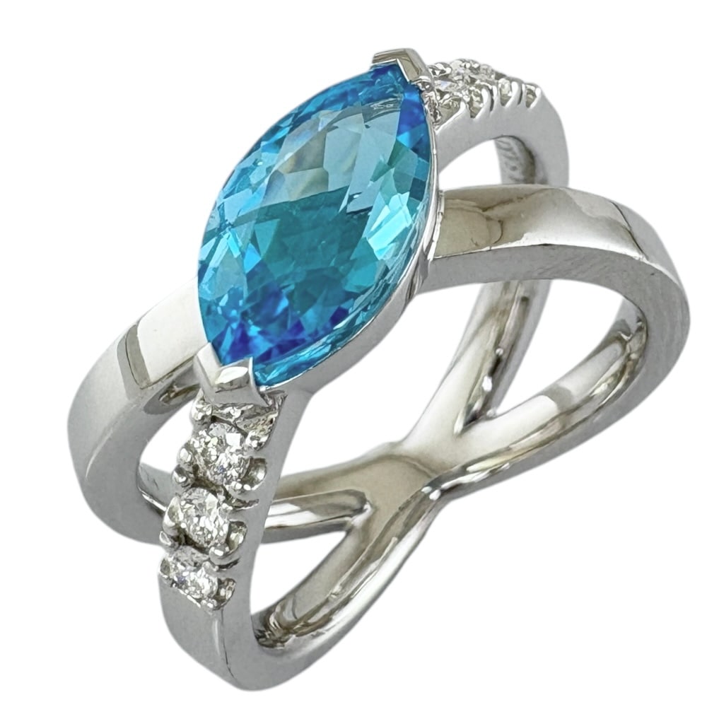 タサキ リング 指輪 13号 18金 K18ホワイトゴールド ブルートパーズ TASAKI 中古 美品