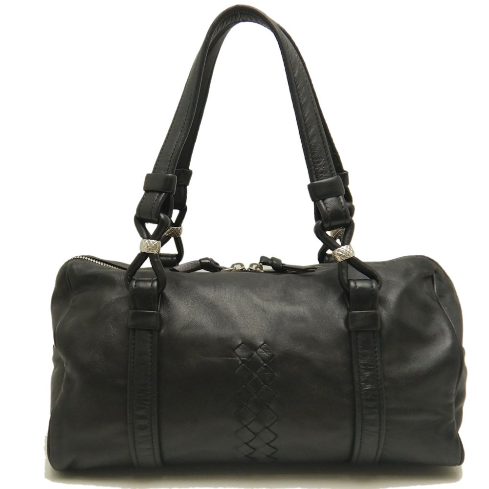 ミニボストンバッグ ラムスキン ブラック アウトレット/253031【中古】