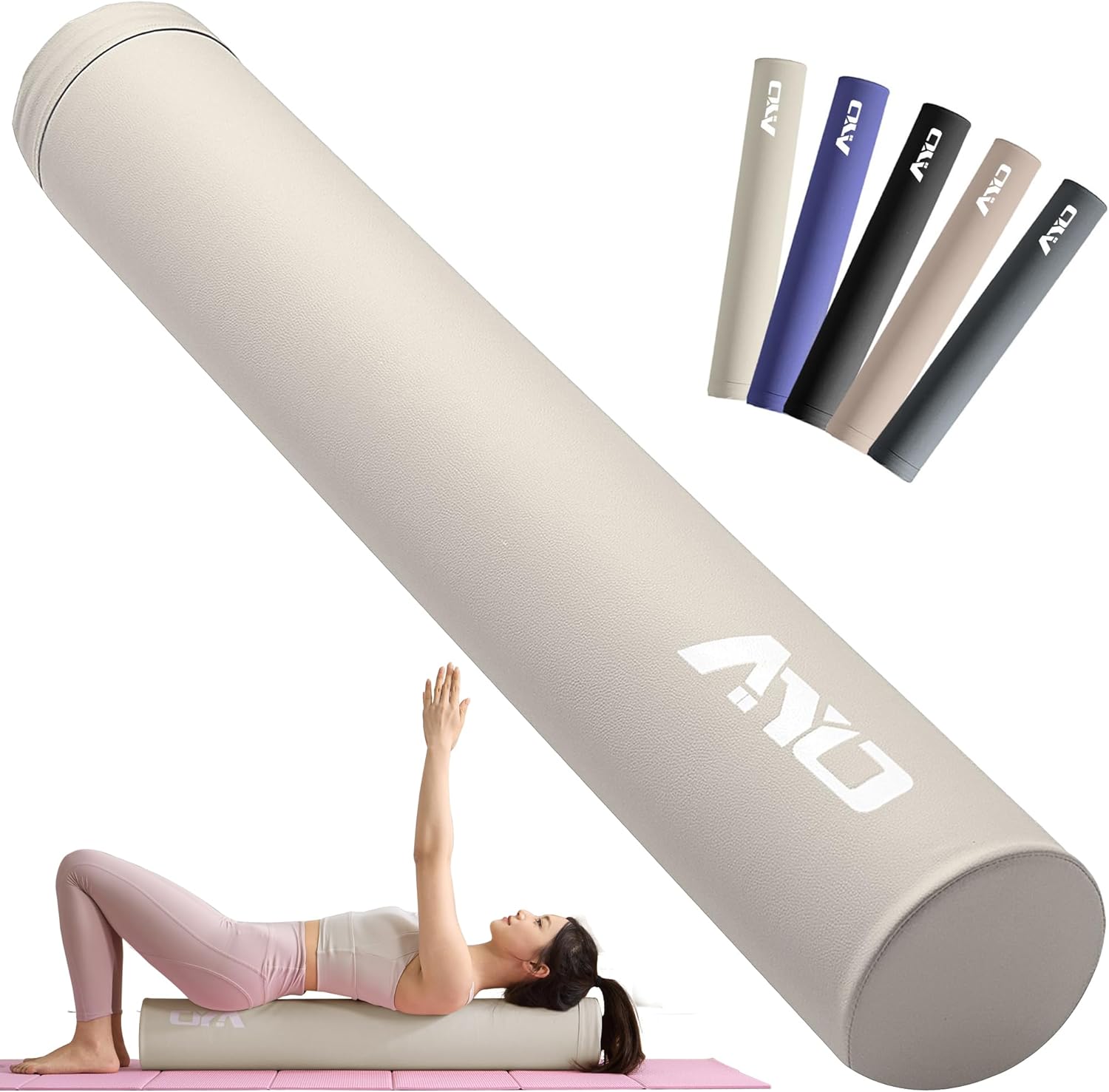 ストレッチ ポール AYO ヨガポール エクササイズポール ピラティスリフォーマー 【強化版】100cmのロングサイズ/強靭な耐荷重設計 フォームローラー 肩甲骨 ローラー 筋肉ほぐし