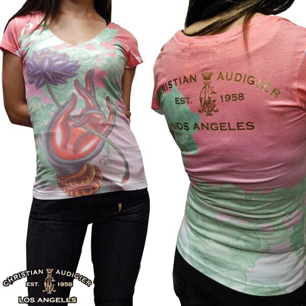 セール クリスチャンオードジェー レディース Tシャツ Christian Audigier SUBLIMATION 06 PLUM インポート ハリウッド LAセレブ ファッション セレブ カジ 6,622円