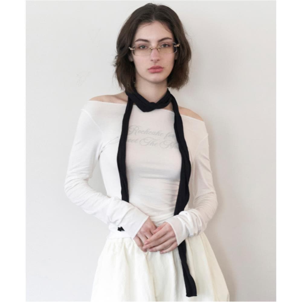 ROCKCAKE Cursive Mesh Top Ivory RC24TP09700IV