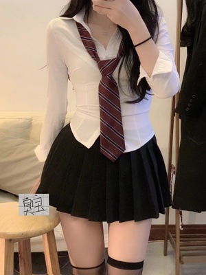 JK制服欲風ギャルウ長袖シャツ女日系学院風百合学生白シャツインナー